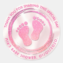 Baby Meisje Voetafdruk Glitterende Baby shower Fav