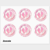 Baby Meisje Voetafdruk Glitterende Baby shower Fav Ronde Sticker (Vel)
