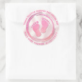 Baby Meisje Voetafdruk Glitterende Baby shower Fav Ronde Sticker (Tas)