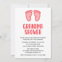 Baby Meisje Voeten Eerste Tijd Oma Baby shower Kaart