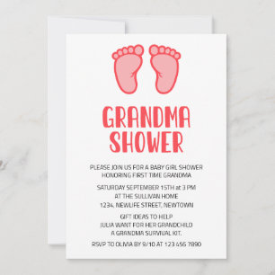 Baby Meisje Voeten Eerste Tijd Oma Baby shower Kaart
