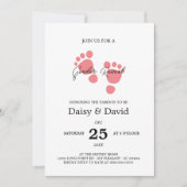 Baby Meisje Voeten Geslacht Onthullen Uitnodiging (Voorkant)