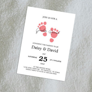 Baby Meisje Voeten Geslacht Onthullen Uitnodiging