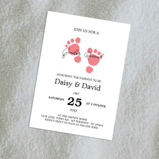 Baby Meisje Voeten Geslacht Onthullen Uitnodiging