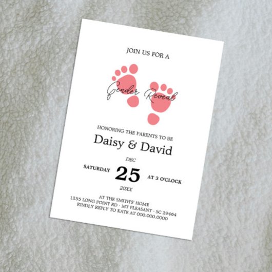 Baby Meisje Voeten Geslacht Onthullen Uitnodiging