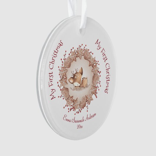 Baby Meisje Voornaam Kerstmis Ornament (voorkant)