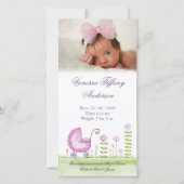 Baby Meisje Wandelwagen Aankondiging Fotokaarten (Voorkant)