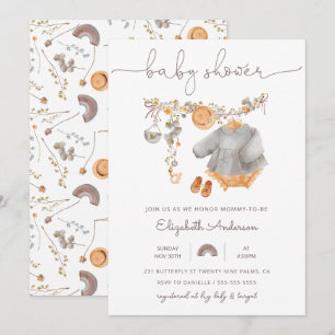 Baby meisje waslijn Baby shower Kaart
