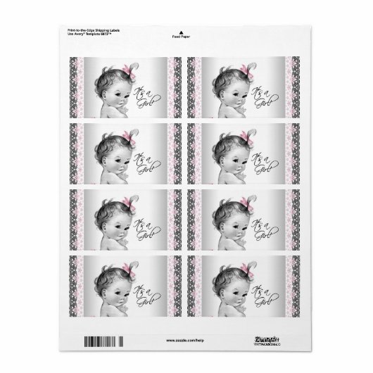  Baby Meisje Waterfles Labels (Full Sheet)