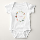 Baby Meisje Waterverf Bloem Naam Script Romper (Voorkant)