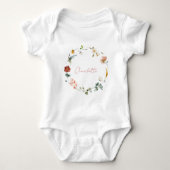 Baby Meisje Waterverf Bloemen Naam Script Romper (Voorkant)