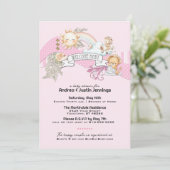 Baby Meisje Waterverf Roze Baby shower Kaart (Staand voorkant)