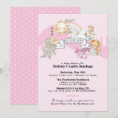 Baby Meisje Waterverf Roze Baby shower Kaart (Voorkant / Achterkant)