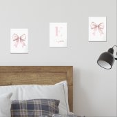 Baby Meisje Waterverf Roze Bow & Monogram Naam Muurkunst Sets (Slaapkamer)