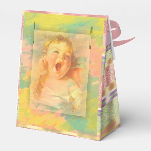Baby meisje  waterverf schattig elegante douche bedankdoosjes (Achterkant)