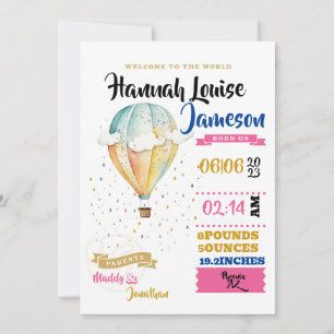 Baby Meisje Welkom op de Wereld Kaart