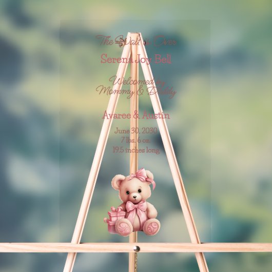 Baby Meisje Welkomstbord Acryl Bord (Neutraal)