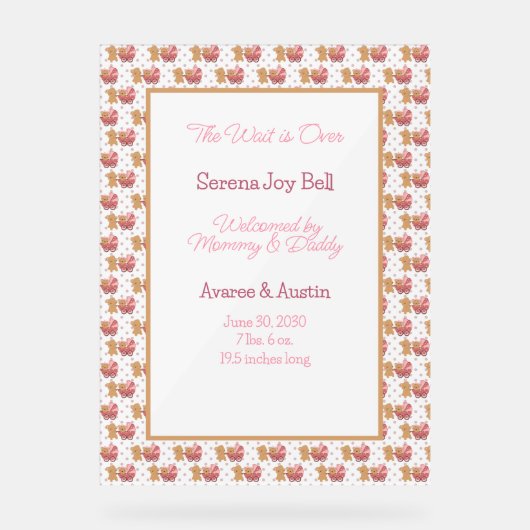 Baby Meisje Welkomstbord Acryl Bord (Voorkant)