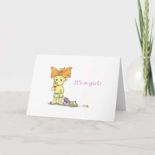 Baby meisje Wenskaart Aankondiging (Voorkant)