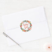 Baby Meisje Whimsical Blush en Koraal Bloemkrans Ronde Sticker (Envelop)