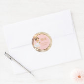 Baby Meisje Winter Doop Favor | roze gouden bokeh Ronde Sticker (Envelop)
