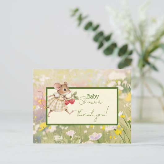 Baby Meisje Woodland Dierendouche Dank u Briefkaart (Staand voorkant)