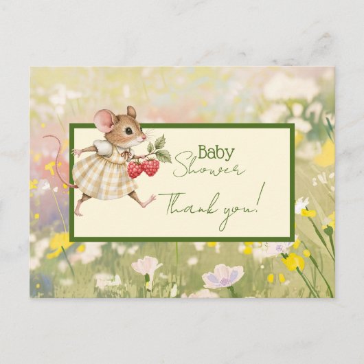 Baby Meisje Woodland Dierendouche Dank u Briefkaart (Voorkant)