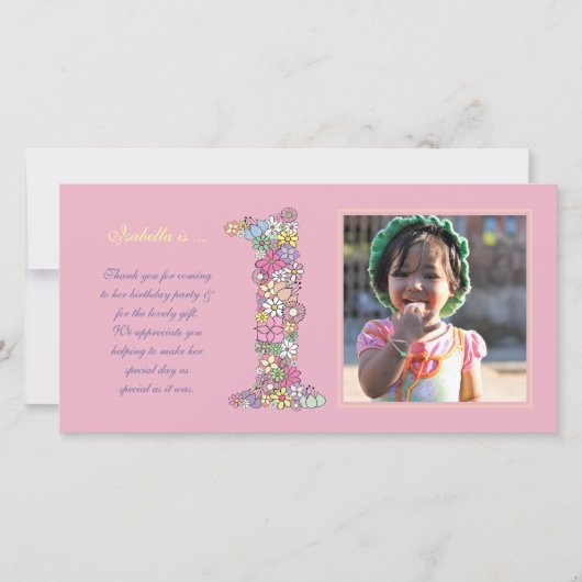 Baby meisjes 1 september Dank je wel Bedankkaart (Voorkant)