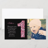 Baby Meisjes 1e Verjaardag Dank u Fotokaart Bedankkaart (Voorkant / Achterkant)