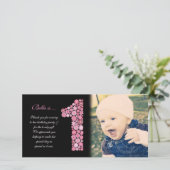 Baby Meisjes 1e Verjaardag Dank u Fotokaart Bedankkaart (Staand voorkant)