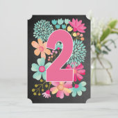 Baby Meisjes 2e verjaardag Nummer 2 Uitnodiging (Staand voorkant)