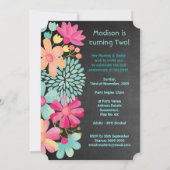 Baby Meisjes 2e verjaardag Nummer 2 Uitnodiging (Achterkant)