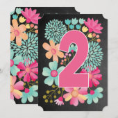 Baby Meisjes 2e verjaardag Nummer 2 Uitnodiging (Voorkant / Achterkant)