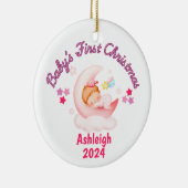 Baby meisjes eerste kerst gepersonaliseerd keramisch ornament (Rechts)