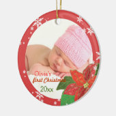 Baby Meisje's Eerste Kerst Rode Foto Ornamenten (Links)