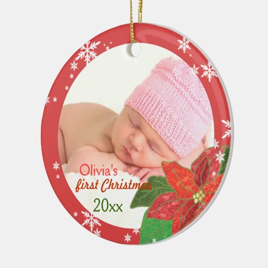 Baby Meisje's Eerste Kerst Rode Foto Ornamenten (Links)