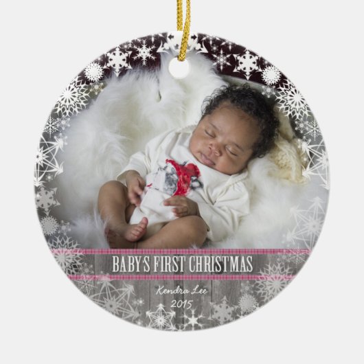 Baby meisjes Eerste Kerstkerst Keramisch Ornament (Voorkant)
