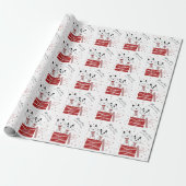 Baby Meisjes Eerste Kerstmis Katten Roze Rood Cadeaupapier (Uitgerold)