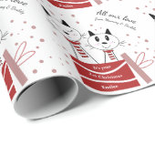 Baby Meisjes Eerste Kerstmis Katten Roze Rood Cadeaupapier (Rol Hoek)