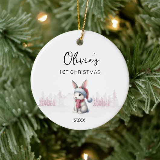 Baby Meisje's Eerste Kerstmis Ornament 2023 modern (Boom)