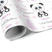 Baby Meisjes Eerste Kerstmis Panda Beer Roze Cadeaupapier (Rol Hoek)