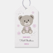 Baby Meisjes Eerste Kerstmis Teddy Bear Roze Cadeaulabel (Voorkant)