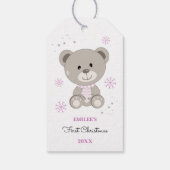 Baby Meisjes Eerste Kerstmis Teddy Bear Roze Cadeaulabel (Achterkant)
