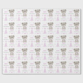 Baby Meisjes Eerste Kerstmis Teddy Bear Roze Cadeaupapier (Vlak)