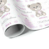 Baby Meisjes Eerste Kerstmis Teddy Bear Roze Cadeaupapier (Rol Hoek)