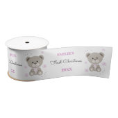 Baby Meisjes Eerste Kerstmis Teddy Bear Roze Satijnen Lint (Spoel)