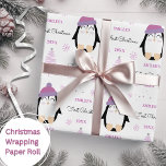 Baby Meisjes Eerste Kerstmis Winter Pinguïn Roze Cadeaupapier<br><div class="desc">Maak hun allereerste kerstspecial met gepersonaliseerd inpakpapier met een schattige winterpinguïn,  boom en sneeuwvlokken. Werk eenvoudig de naam en het jaar bij en bekijk mijn collectie voor veel meer keuzes.</div>