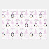 Baby Meisjes Eerste Kerstmis Winter Pinguïn Roze Inpakpapier Vel (Voorkant 3)