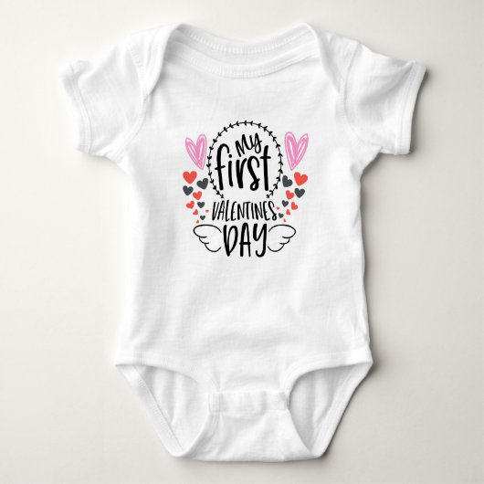 Baby meisjes eerste Valentijnsdag woord kunst Romper (Voorkant)