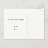 Baby meisje's eerste verjaardag Dank u Foto Briefkaart (Achterkant)